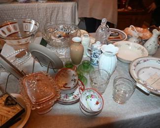 Depression glass, MCM Salad Serving set, Japan, Bleeke Vase,
