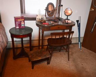 Vanity Mirror Table and bench, Marble top End Table,