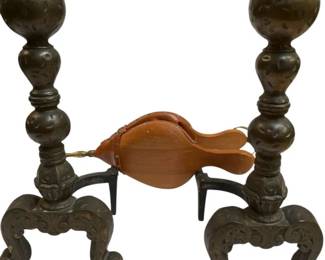 Antique Andirons Fire Bellow