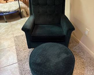 Green Chair and Ottomas