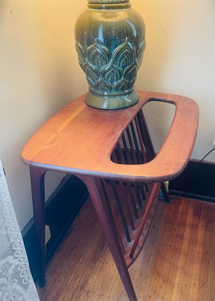 Arthur Umanoff Side Table w/ Magazine Holder