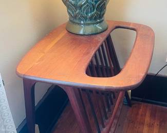Arthur Umanoff Side Table w/ Magazine Holder