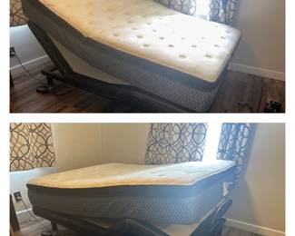 Queen Size Sealy Essentials SMB Spring Creek Plush Pillow Top Mattress on an Ease Bed Frame with Remote (Head and feet both raise and lowers and can also adjust height of bed)