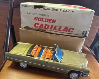 Bandai Battery Operated Golden Cadillac Gear Shift Car in Original Box