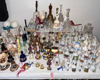 Collectors Bells; Partylite Snow Ball Candles; Oneida Silverplate Boxed Childs Fork & Spoon