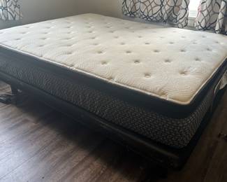 Queen Size Sealy Essentials SMB Spring Creek Plush Pillow Top Mattress on an Ease Bed Frame with Remote (Head and feet both raise and lowers and can also adjust height of bed)