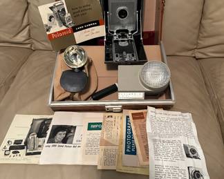 Polaroid Land Camera Model 150 with Case, Papers and Accessories
