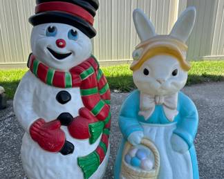 Snowman & Easter Girl Bunny Blow Molds