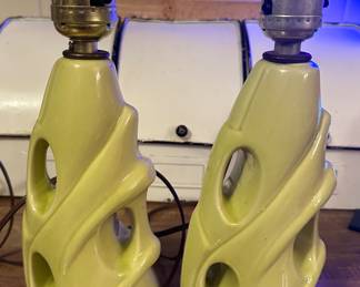 MCM Green Ceramic Lamps (11in)