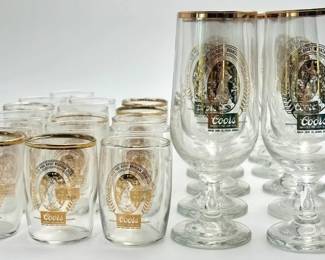 Coors Glassware Set with Gold Rim