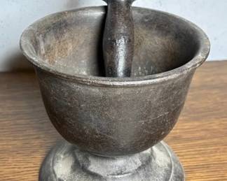 Antique Cast Iron Mortar and Pestle