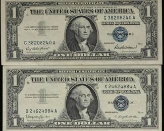 1957 U.S. Silver Certificate $1 Bills (2)