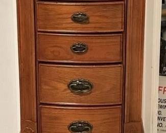 Oak Jewelry Armoire With Six Drawers