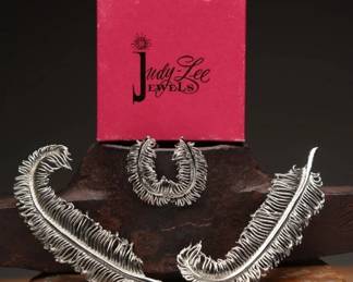 Judy Lee Feather Brooch and Earring Set