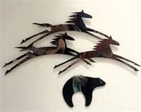 Metal and Stained Glass Bear Wall Hanging