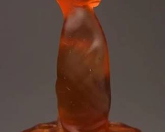 Amber Glass Lady Flower Frog Sculpture