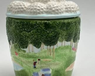 Hand-Painted Golf-Themed Cookie Jar