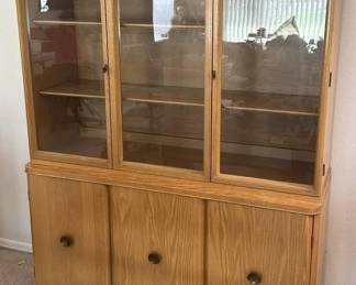 Mid-Century Modern Oak China Cabinet