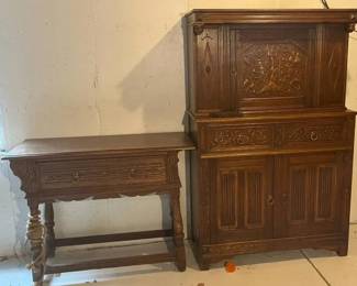 Mid-20th Century Jacobean-Style Cabinet Set