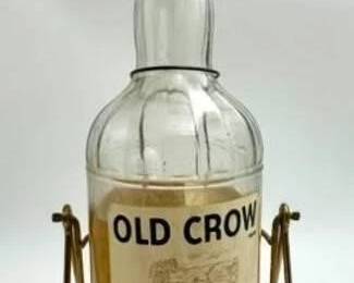 Old Crow Bourbon Bottle with Brass Cradle