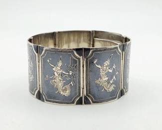 Vintage Sterling Silver Siam Cuff Bracelet