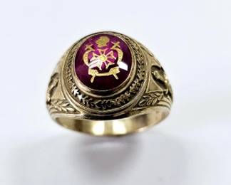 10K Yellow Gold DeMolay Masonic Ring