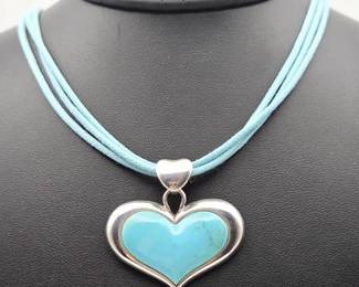 Sterling Silver Turquoise Heart Necklace