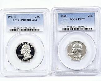1962 PCGS PR67 1997-S PCGS PR69DCAM QUARTERS