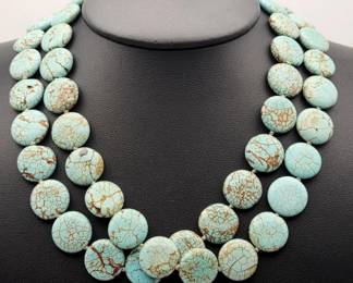 Vintage Blue Dyed Howlite Necklace