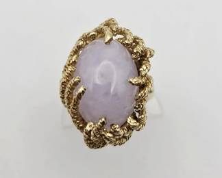 14K Gold Lavender Jade Look Ring