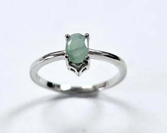 Sterling Silver Natural Emerald Ring