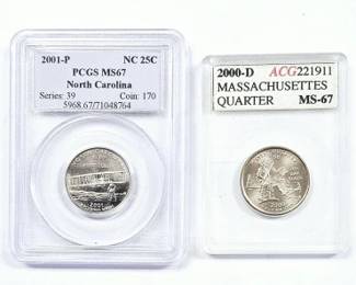 2001-P N Carolina & 2000-D Massachusettes Quarters