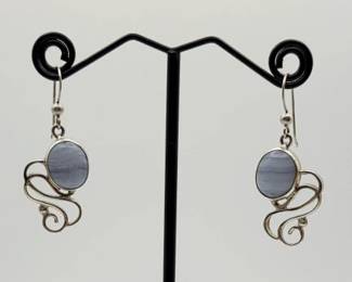 Jay King Sterling Silver Blue Lace Agate Earrings