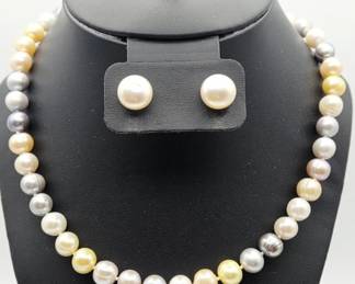 Honora Sterling Multi Color Pearl Necklace Earring
