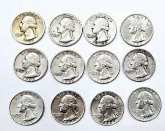 1950s 1960s 90% Silver Quarters