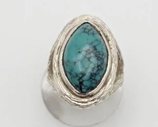 Vintage Sterling Silver Dyed Howlite Ring