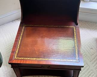Vintage Mahogany Leather Top Step End Table