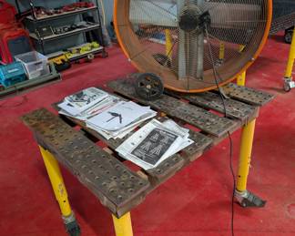 rolling polycarb and perforated work table