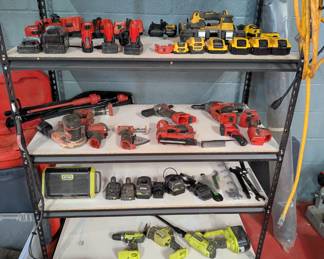 battery powered tools by milwaukee, dewalt, and Ryobi