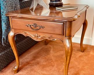 Matched pair of vintage French-style fruitwood end tables...