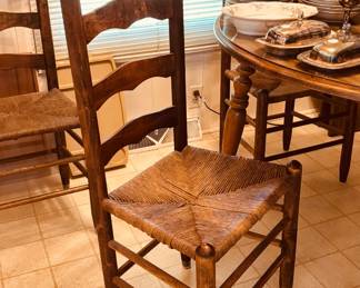 Set of 5 ladder-back side chairs and dining table with 2 leaves (may be purchased separately) detail...