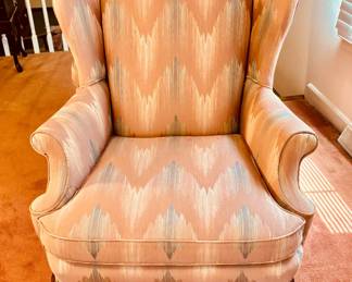 Matched pair of vintage wing chairs (detail)...