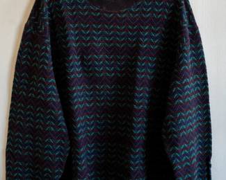 Missoni Sport black, green, red patterned pullover long sleeve sweater, made in Italy