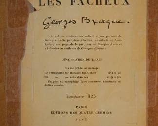 Reverse of limited edition print of a color painting by Georges Braque (a major 20th-century French painter, collagist, draughtsman, printmaker and sculptor.)