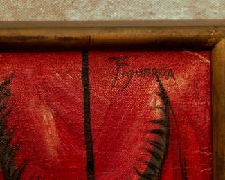 Closeup of signature on original signed painting by José Figueroa