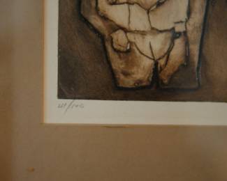 Closeup of Joseph Demarais (1927-1991, American) signed Lithograph Intaglio Etching, 41/100, dated 1967