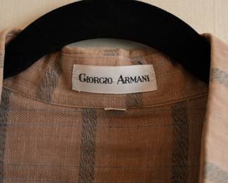 Closeup of vintage Giorgio Armani men's long sleeve placket front shirt