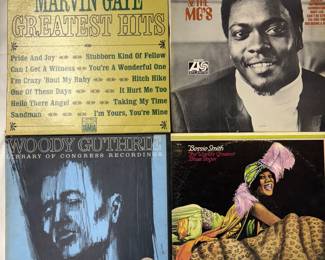 Marvin Gaye Greatest Hits, The Best of Booker T. & The MG's, Woody Guthrie Library of Congress Recordings, Bessie Smith The World's Greatest Blues Singer
