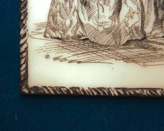A vintage Artini engraving of boy and girl in 18th century dress. (Artini Arts Inc. was a French etching studio based in the Bronx, NY that was active between 1950 and 1970)