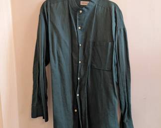 Gigoló men's forest green linen long sleeved shirt